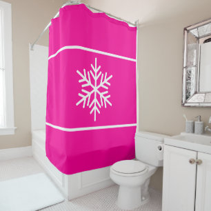 Rideaux De Douche Amusant rose vif et blanc flocon de neige rayures 