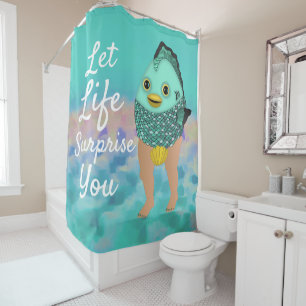 Rideaux De Douche Amusante Sirène réelle avec Citation Inspirationne