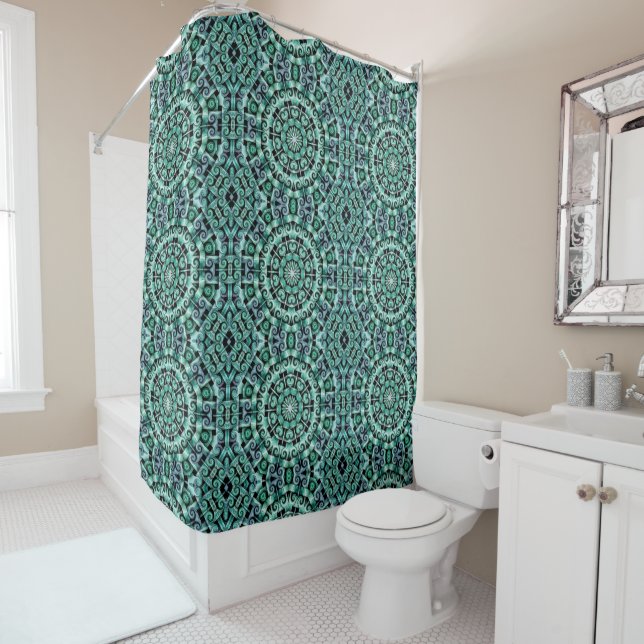 Rideaux De Douche Amusants turquoises et noirs (En situation)