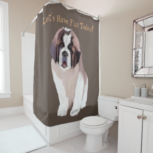 Rideaux De Douche Amusons-nous aujourd'hui, St. Bernard Puppy Style (En situation)