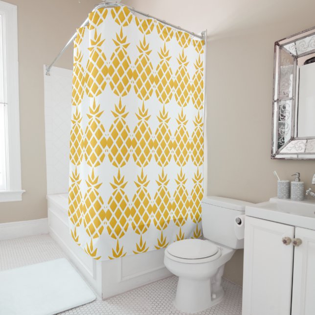 Rideaux De Douche Ananas hawaïen tropical (En situation)