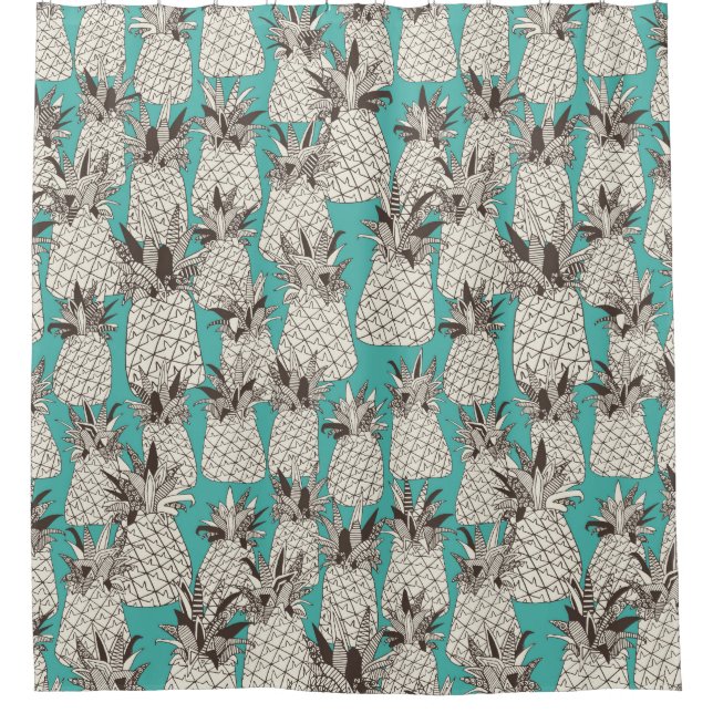 Rideaux De Douche ananas mer turquoise (Devant)
