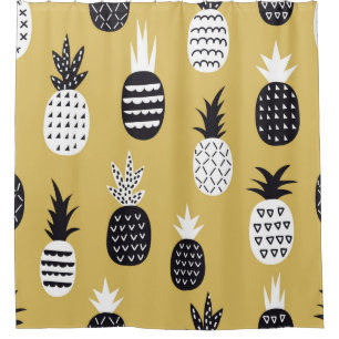 Rideaux De Douche Ananas noir et blanc sans soudure motif