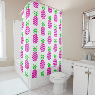 Rideaux De Douche Ananas tropical rose et vert
