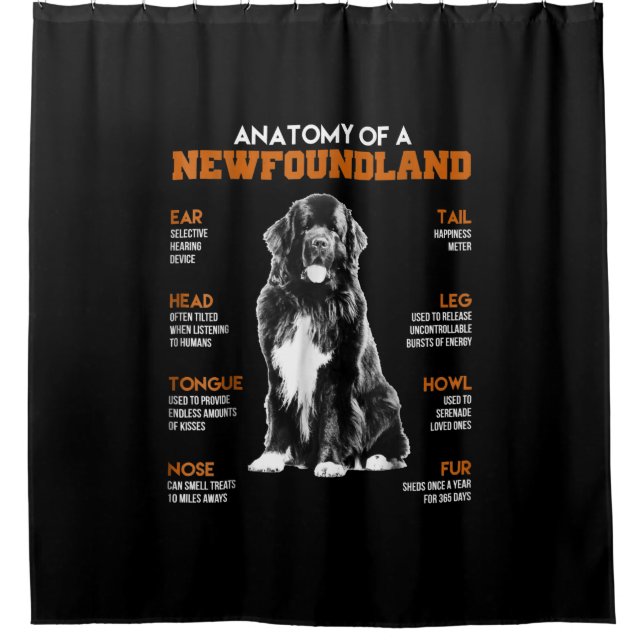 Rideaux De Douche Anatomie Drôle D'Un Chien De Terre-Neuve (Devant)