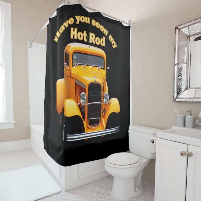 Rideaux De Douche Ancien roadster jaune avec fenêtres avant coupées (En situation)