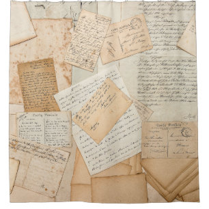 Rideaux De Douche Anciennes lettres, manuscrits, cartes postales vin