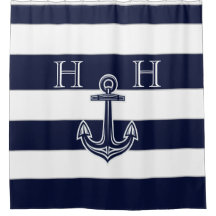 Ancre bleue marine Nom du monogramme rayé