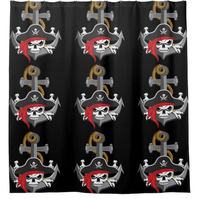 Rideaux De Douche Ancre du crâne pirate (Devant)