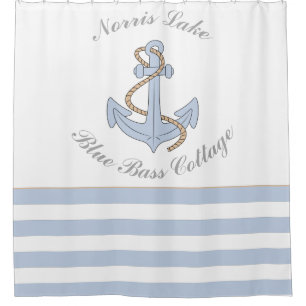 Rideaux De Douche Ancre Lake Vacation Beach Nom de la maison Blue St