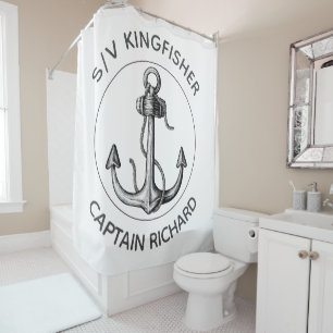Rideaux De Douche Ancre Russe Personnalisée Avec Les Noms De Capitai