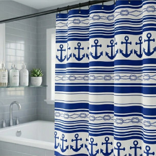Rideaux De Douche Ancres Nautiles Cordes Et Rayures