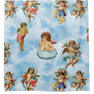 Rideaux De Douche angel cherub nuages antique