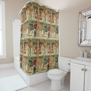 Rideaux De Douche Angels dorés Vintages, enfants et verdure