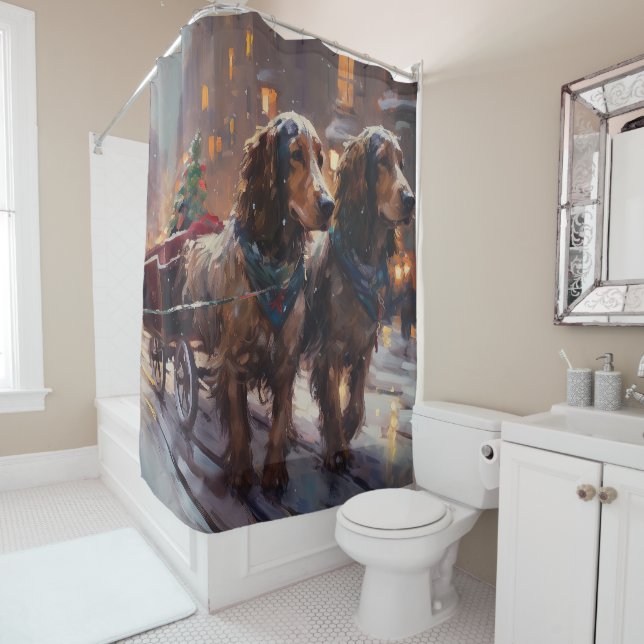 Rideaux De Douche Anglais Cocker Spaniel Noël Festin Saison (En situation)