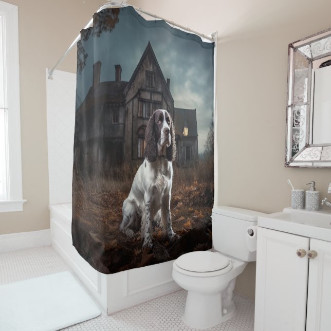 Rideaux De Douche Anglais Springer espagnol Halloween effroi (En situation)