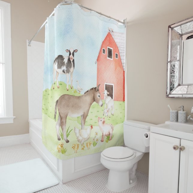 Rideaux De Douche Animal de ferme pour enfants (En situation)
