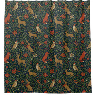 Rideaux De Douche Animalier & Botanique de Noël victorien 