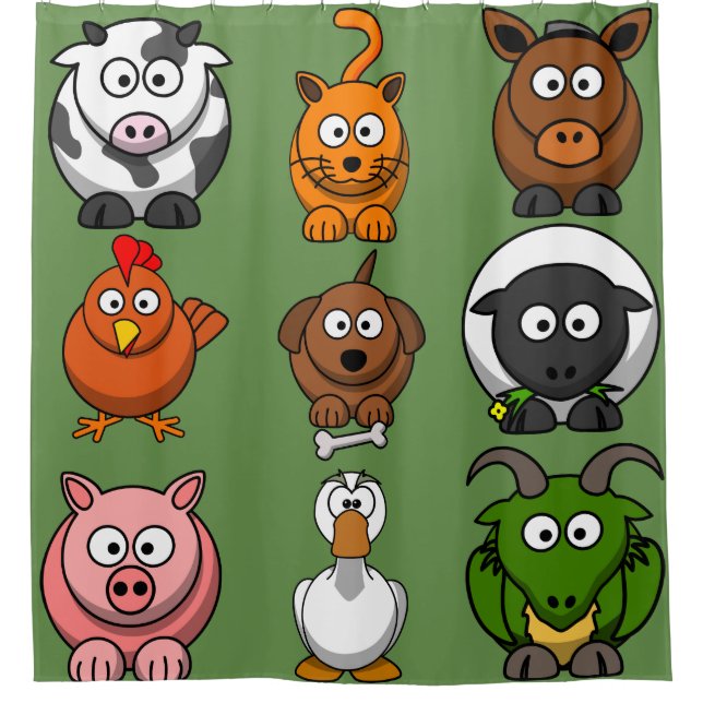 Rideaux De Douche Animaux de ferme amusants (Devant)