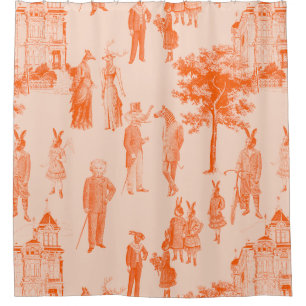 Rideaux De Douche animaux victoriens antiques orange toile