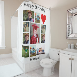 Rideaux De Douche Anniversaire moderne personnalisé 11 Photo Collage