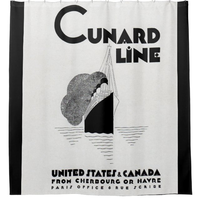 Rideaux De Douche Annonce art déco Cunard Line 1920 (Devant)