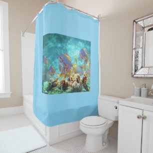 Rideaux De Douche Anthias - École colorée de poissons à la barrière