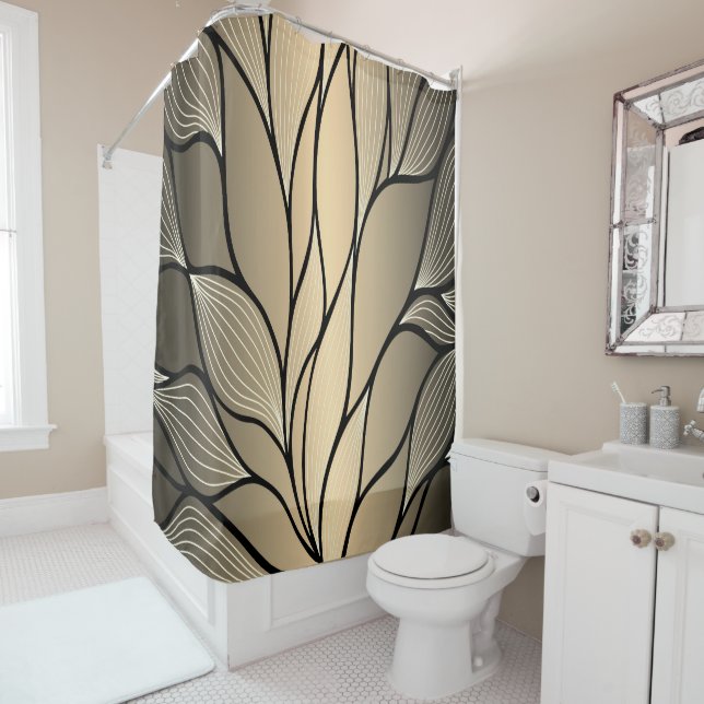 Rideaux De Douche Antique Gold Creative Leave Motif (En situation)
