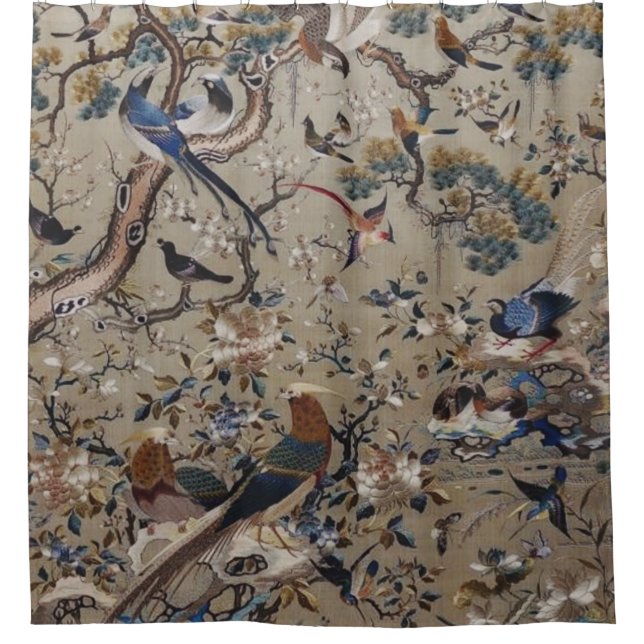 Rideaux De Douche Antique,silk painting, asian,beautiful,nature,chic (Devant)