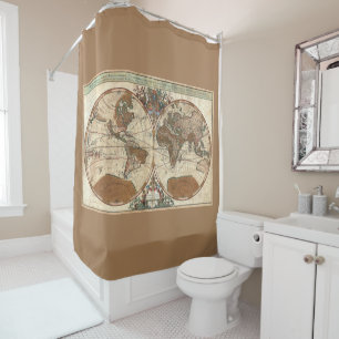 Rideaux De Douche antique vintage 1691 Sanson carte du monde