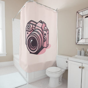 Rideaux De Douche Appareil photo numérique reflex tendance rose pers