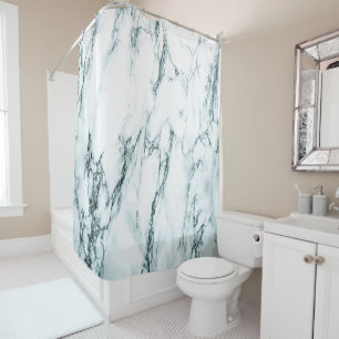 Rideaux De Douche Apparence en marbre de veine turquoise foncé