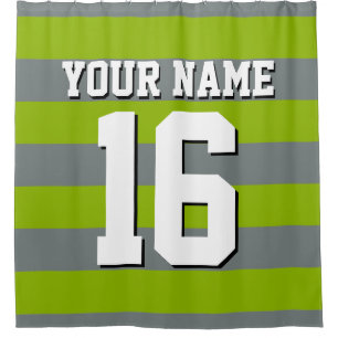 Rideaux De Douche Apple Green Charcoal Sports Jersey Preppy Stripe