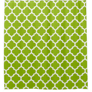 Rideaux De Douche Apple Green White Marocain Quatrefoil Motif #5