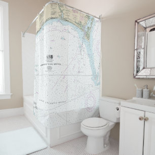 Rideaux De Douche Approches du cap Fear River Graphique nautique 115