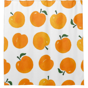 Rideaux De Douche Apricots Aquarelle Blanc Arrière - plan Vintage