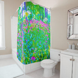 Rideaux De Douche Aqua Blue Impressionistic Garden Paysage
