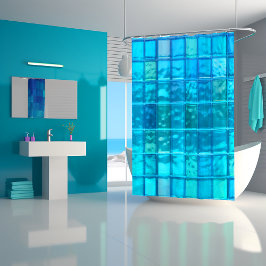 Rideaux De Douche Aqua Blues Translucide Carrelage
