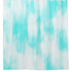 Rideaux De Douche Aqua Turquoise Blanc Abstrait