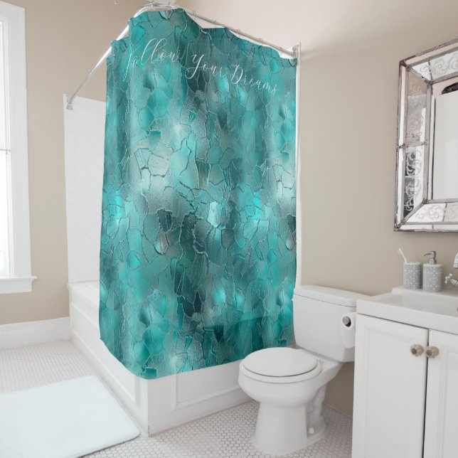 Rideaux De Douche Aqua Turquoise Turquoise Glam Dreams (En situation)