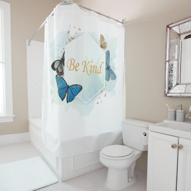 Rideaux De Douche Aquarelle à papillon inspirant pour femmes (En situation)