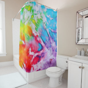 Rideaux De Douche Aquarelle Abstraite couleur arc-en-ciel Batik Tie