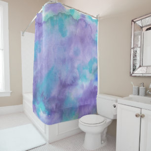 Rideaux De Douche Aquarelle Abstraite violet violet violet vert Turq