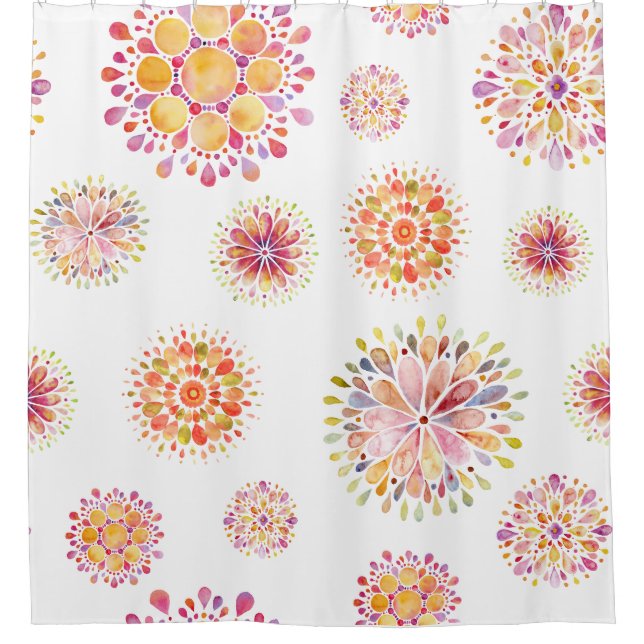 Rideaux De Douche aquarelle abstraits floraux (Devant)