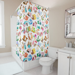 Rideaux De Douche Aquarelle Alphabet animal Adorable Enfants