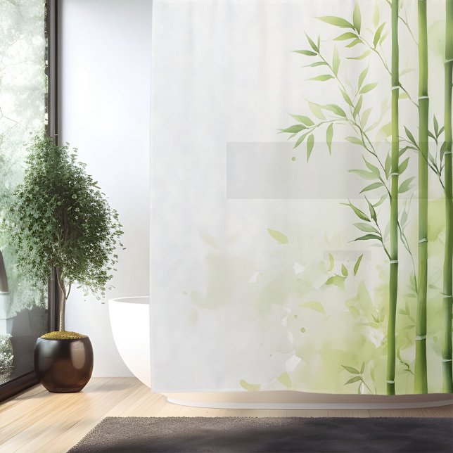 Rideaux De Douche Aquarelle Bamboo Retraite Forêt Style Japonais (Créateur téléchargé)