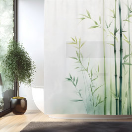 Rideaux De Douche Aquarelle Bamboo Retraite Forêt Style Japonais