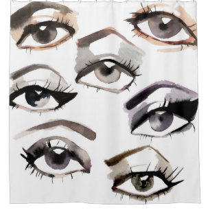 Rideaux De Douche Aquarelle beaux yeux motif