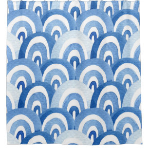 Rideaux De Douche Aquarelle bleue : Vagues de mer Abstraites