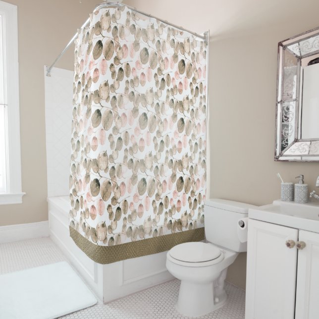 Rideaux De Douche Aquarelle botanique classique (En situation)